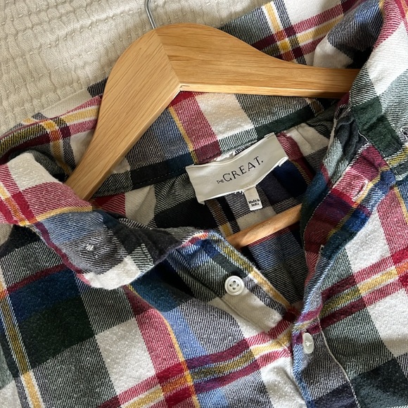 The GREAT. Plaid Boxy Fit Flannel Top - Picture 2 of 7